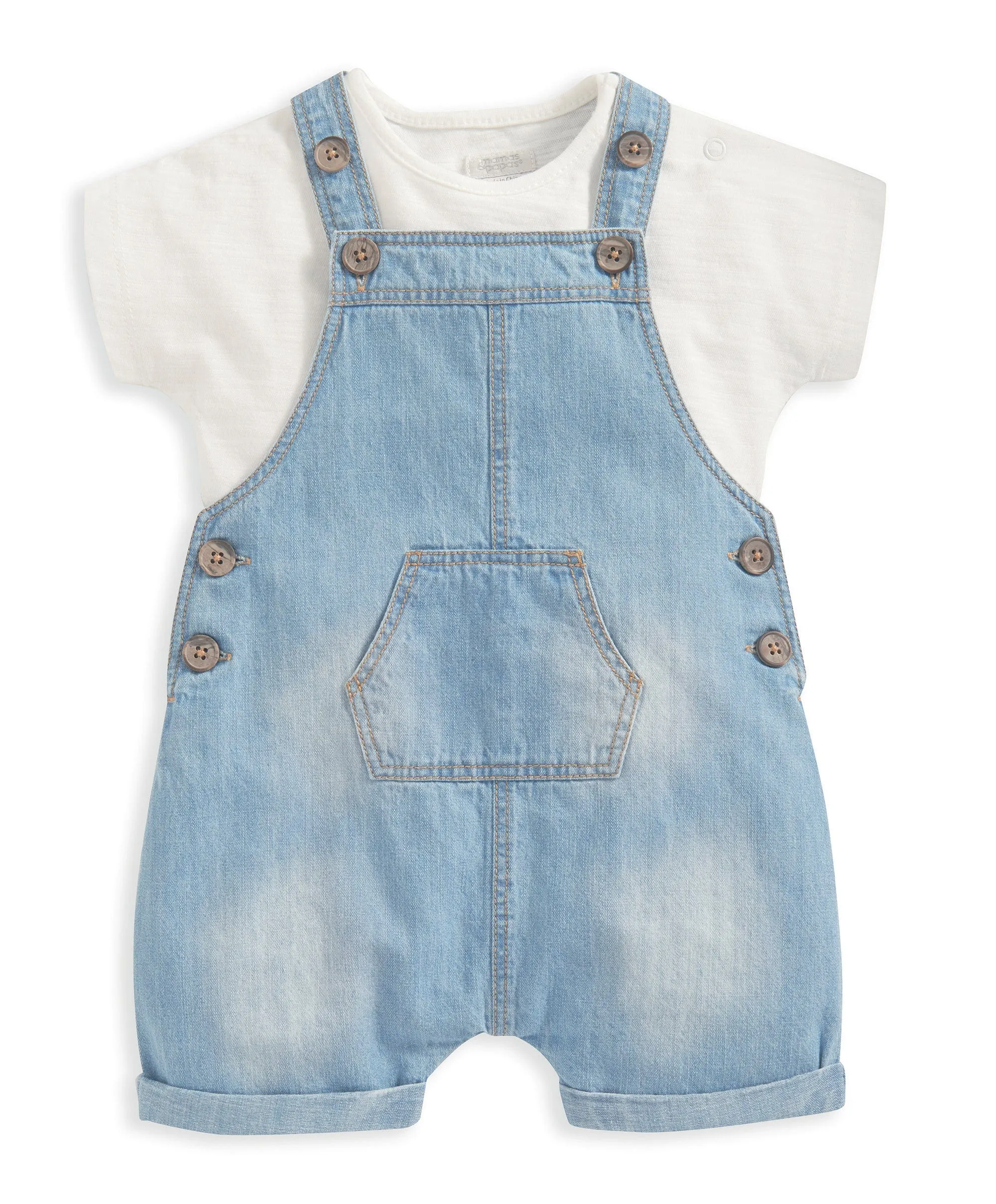 Denim Dungarees and White T Shirt - 2 Piece Set