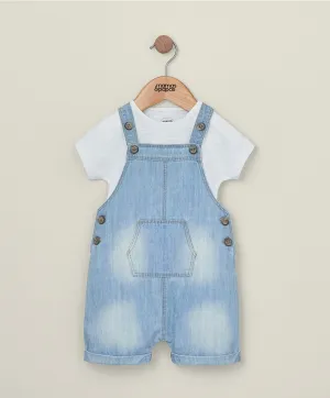 Denim Dungarees and White T Shirt - 2 Piece Set