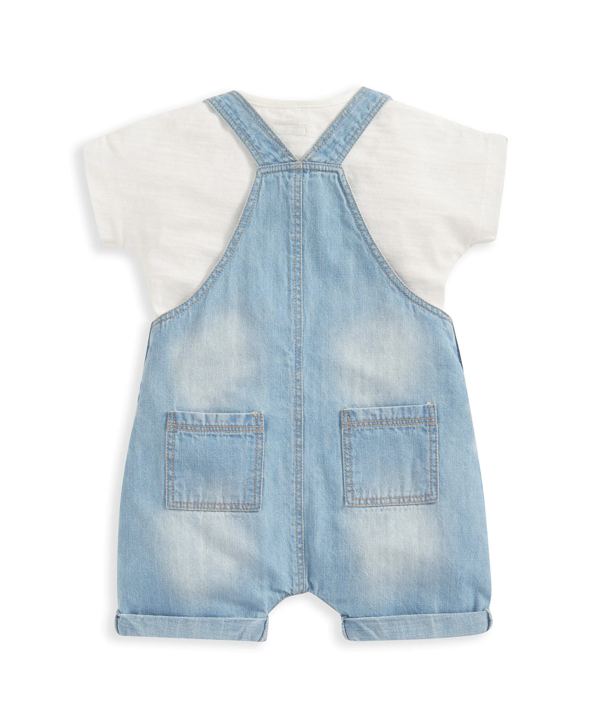 Denim Dungarees and White T Shirt - 2 Piece Set
