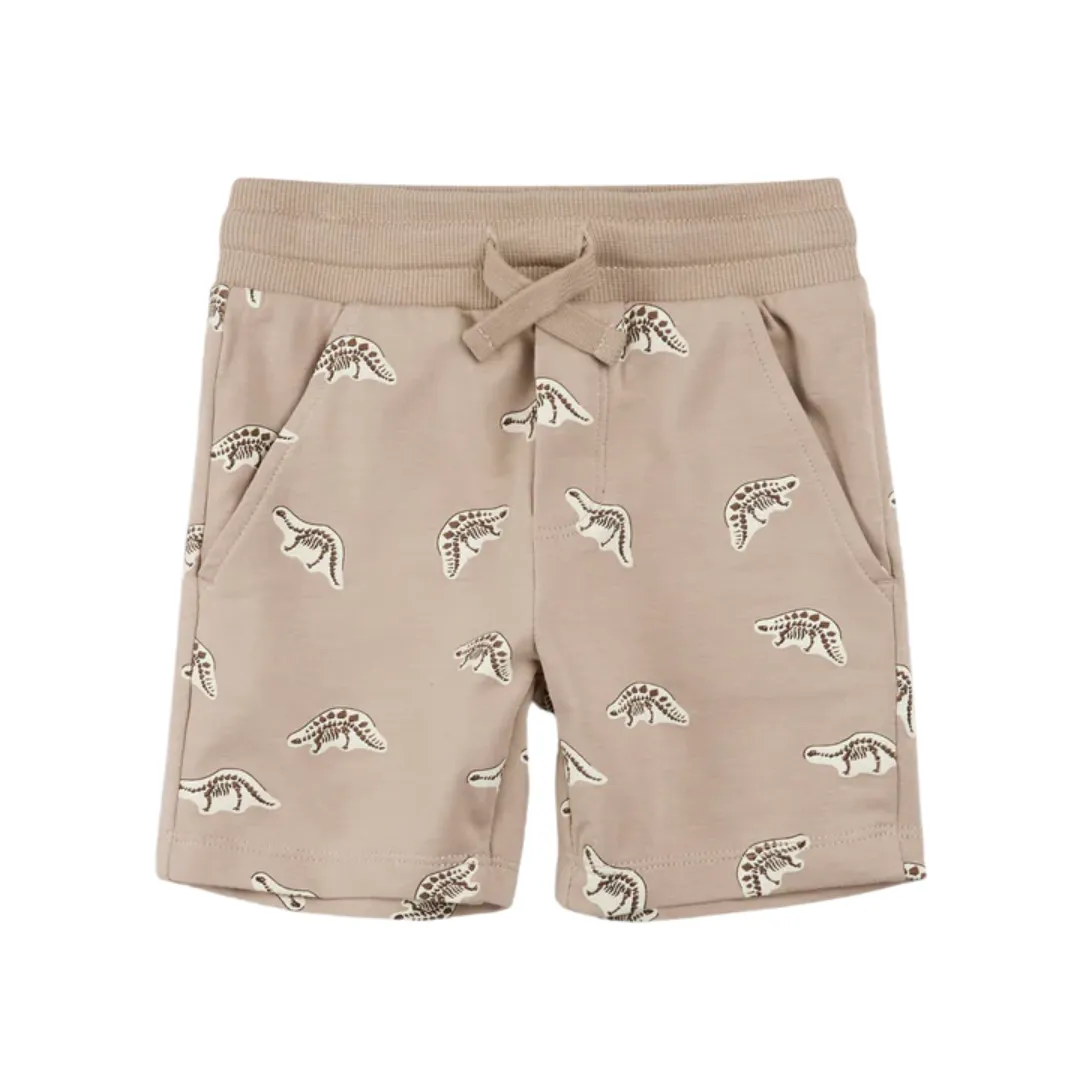 Dino Fossil Print on Taupe Shorts by miles the label.