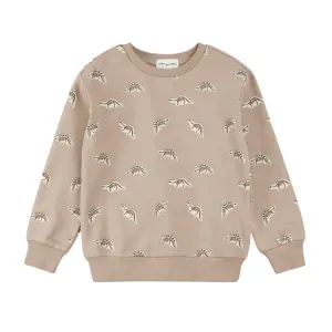 Dino Fossil Print on Taupe Sweatshirt by miles the label.