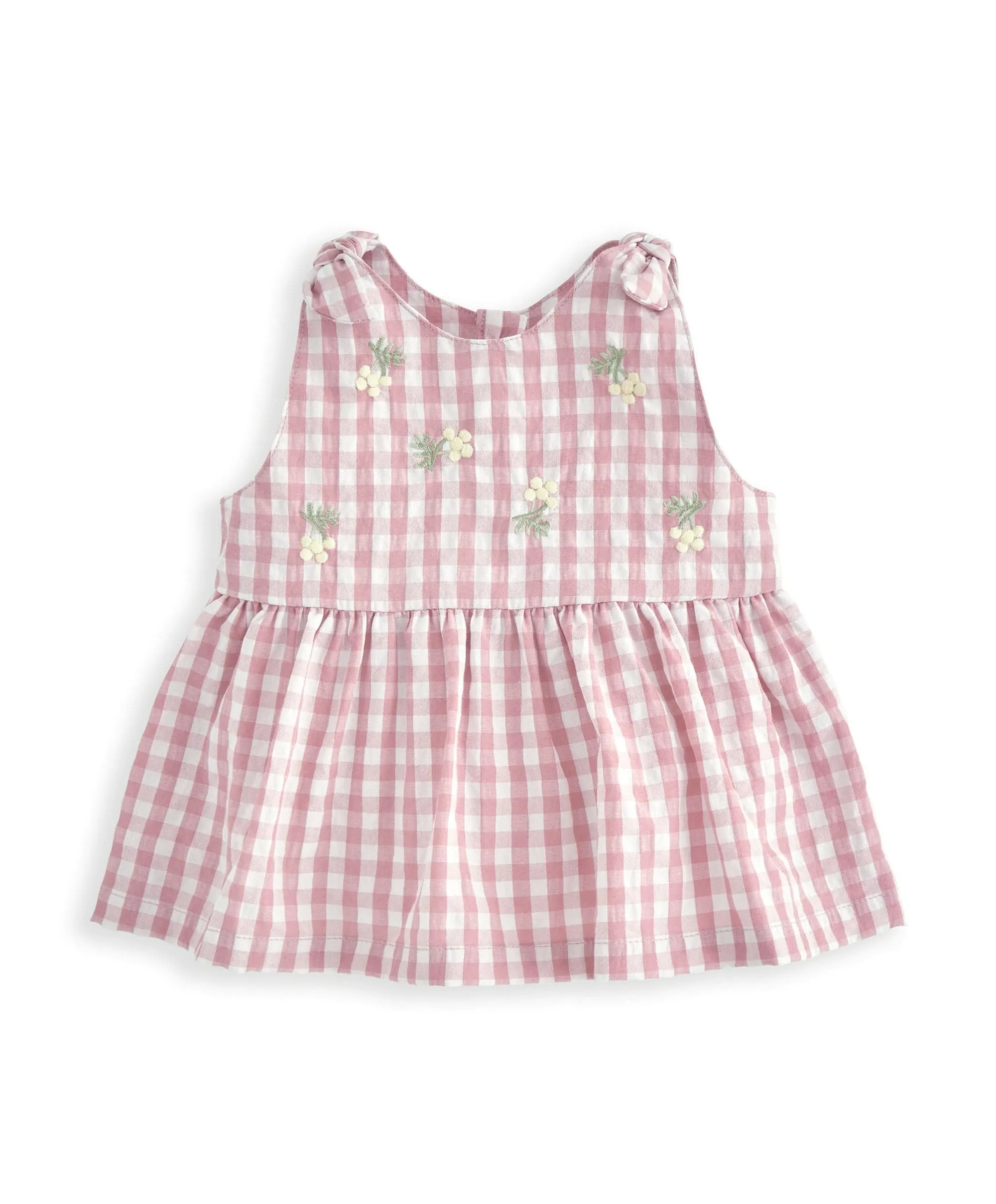 Embroidered Gingham Top & Shorts Set (2 Pieces)