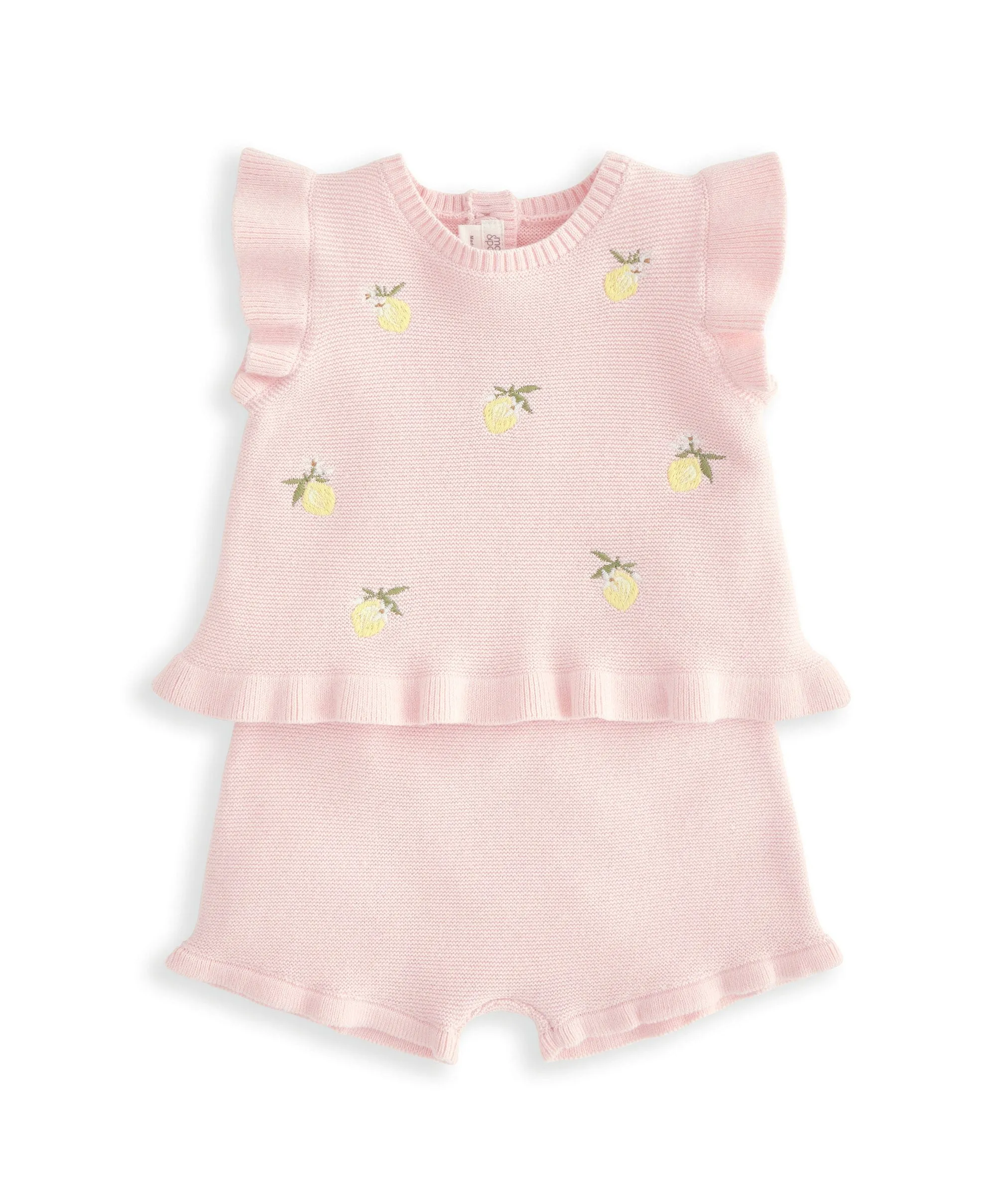 Embroidered Knit Top & Shorts Set (2 Pieces) - Pink