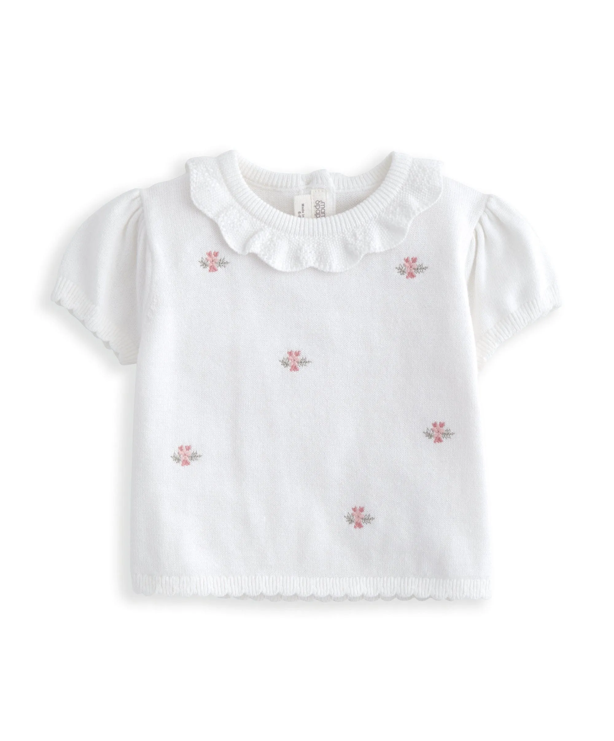 Embroidered Knit Top & Shorts Set (2 Pieces) - White