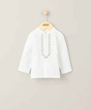 Embroidered Kurta Shirt - White Babykids Mamas & Papas