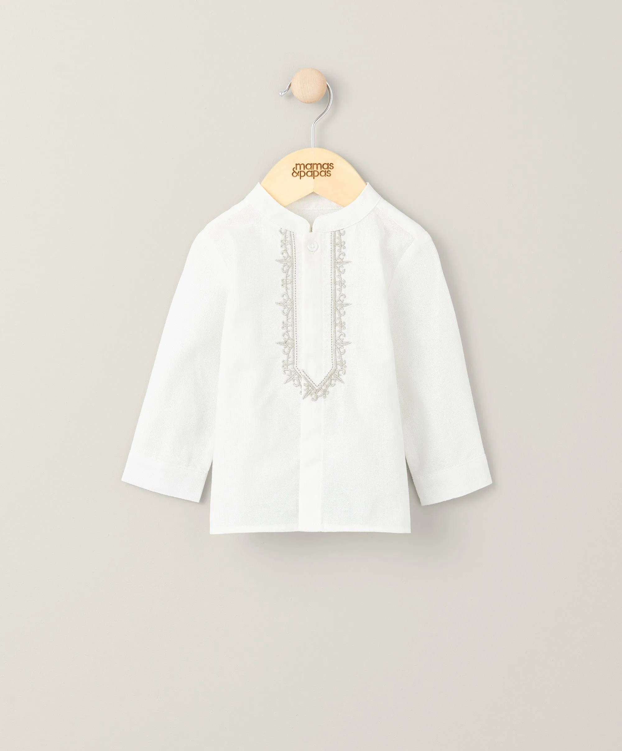 Embroidered Kurta Shirt - White Babykids Mamas & Papas