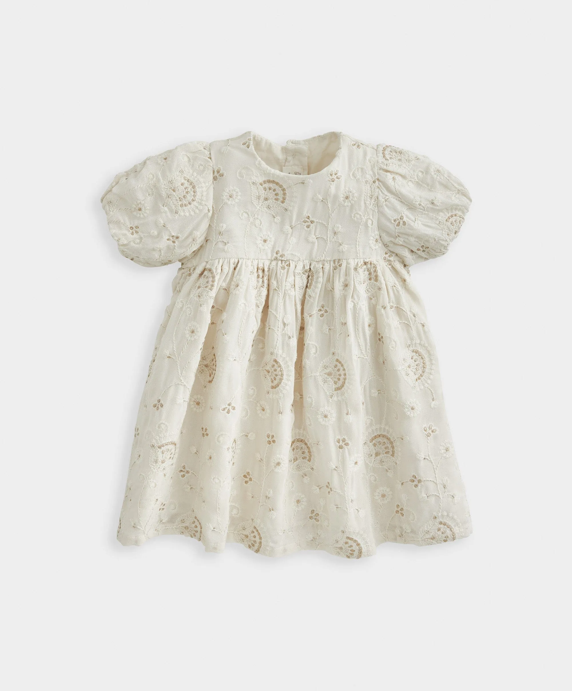 Embroidered Puff Short Sleeve Dress