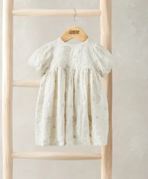 Embroidered Puff Short Sleeve Dress