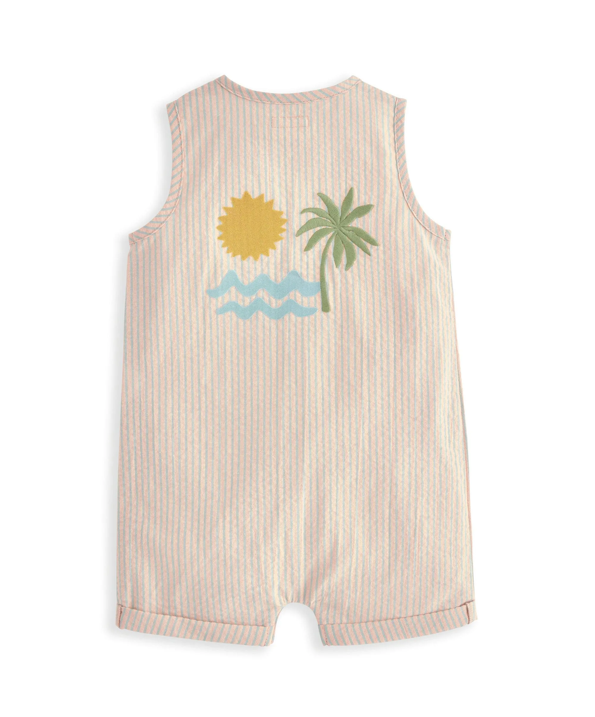 Embroidered Romper & Bucket Hat Set (2 Pieces) - Orange