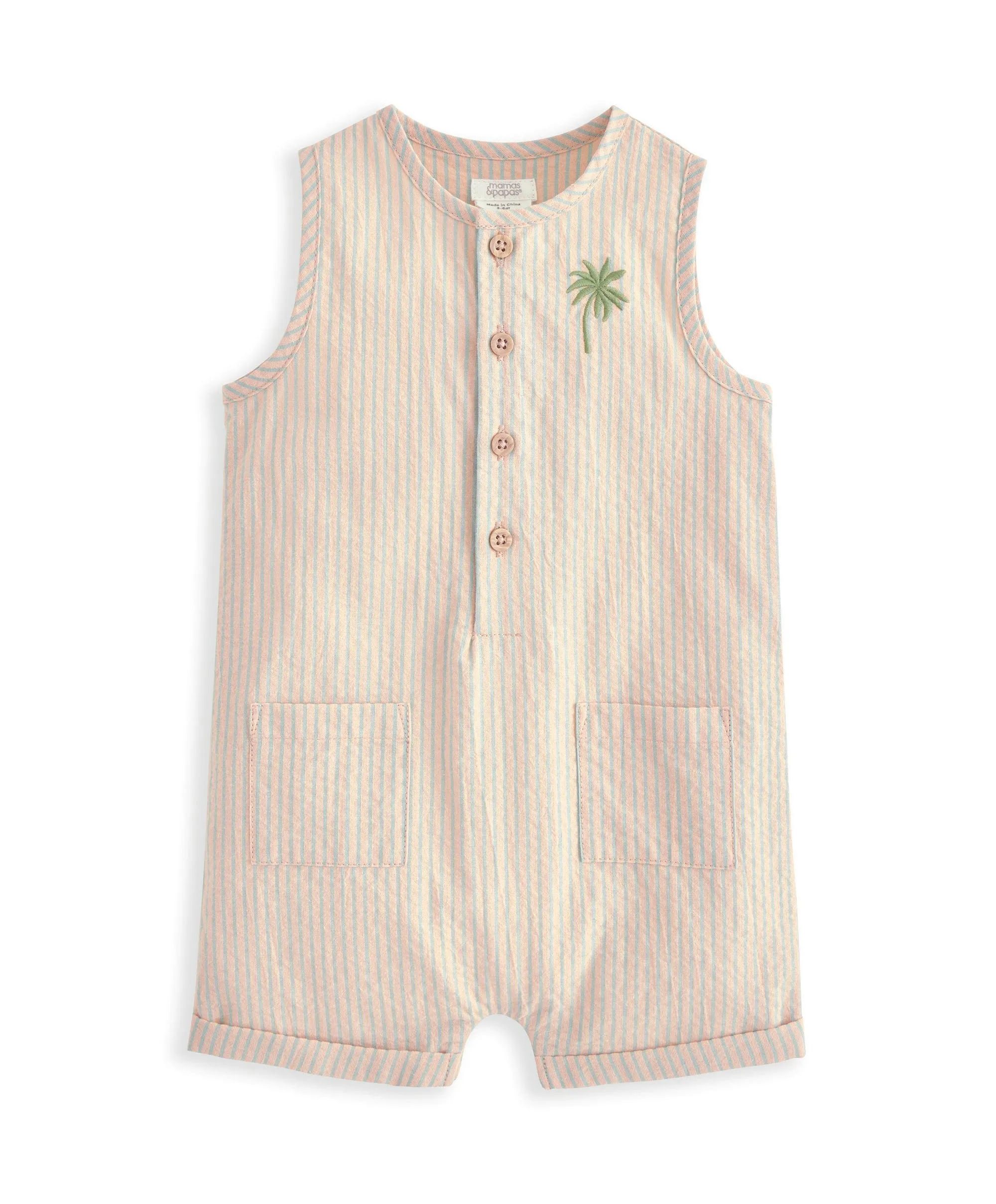 Embroidered Romper & Bucket Hat Set (2 Pieces) - Orange