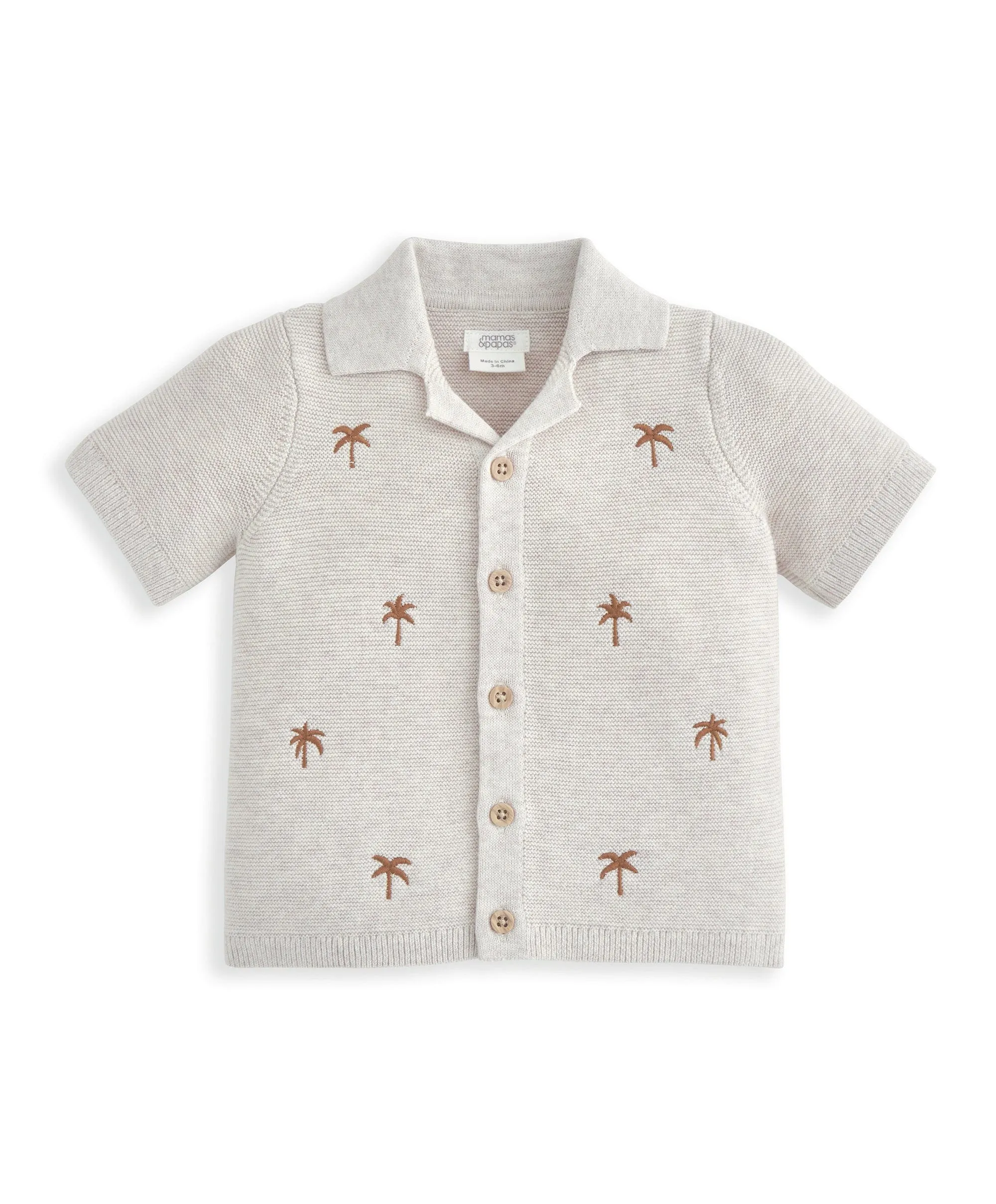 Embroidered Shirt & Shorts Set (2 Pieces) - Palm Tree