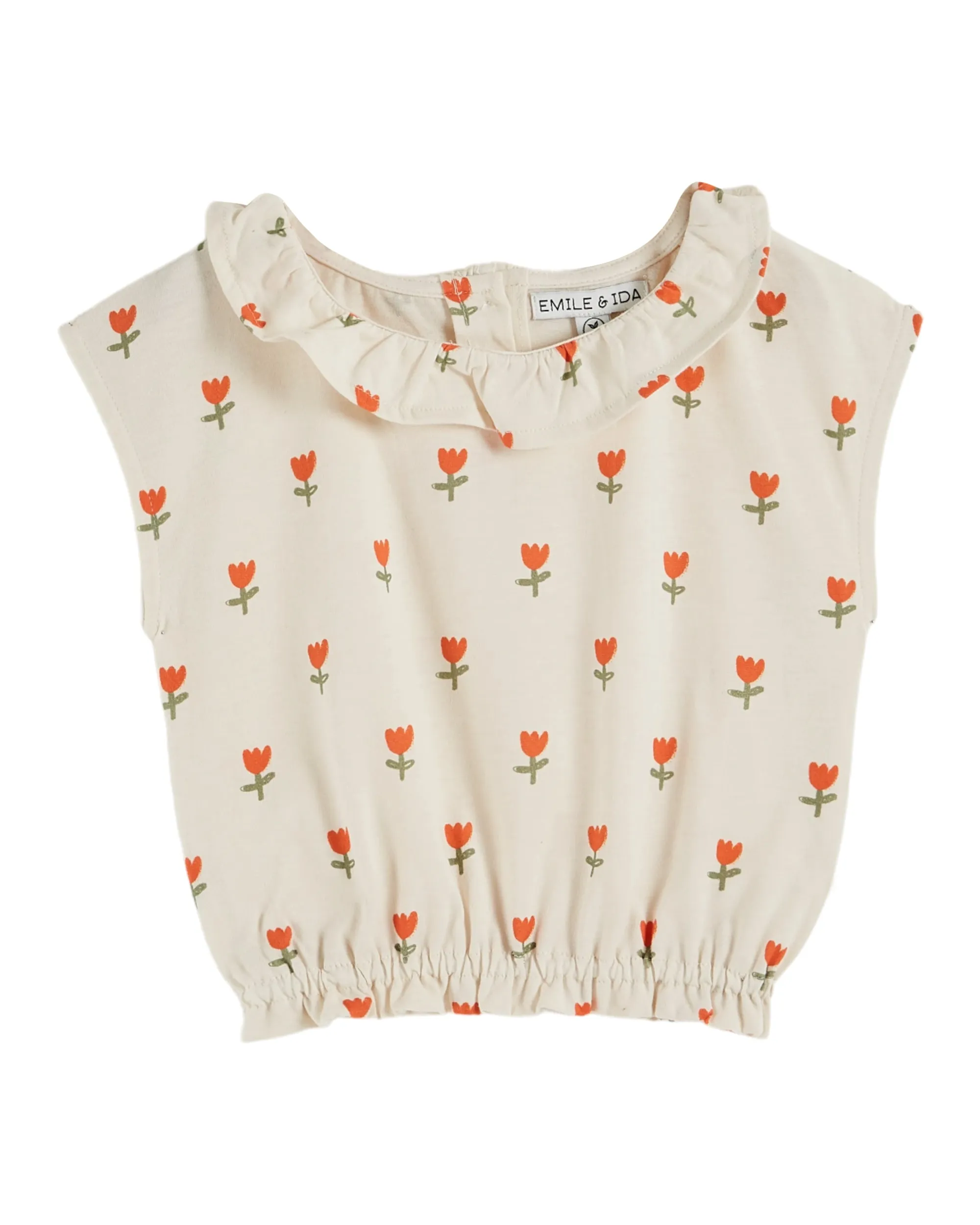 Emile Et Ida Boys Girls COLLAR TEE SHIRT - GRANDE TULIPE CREME
