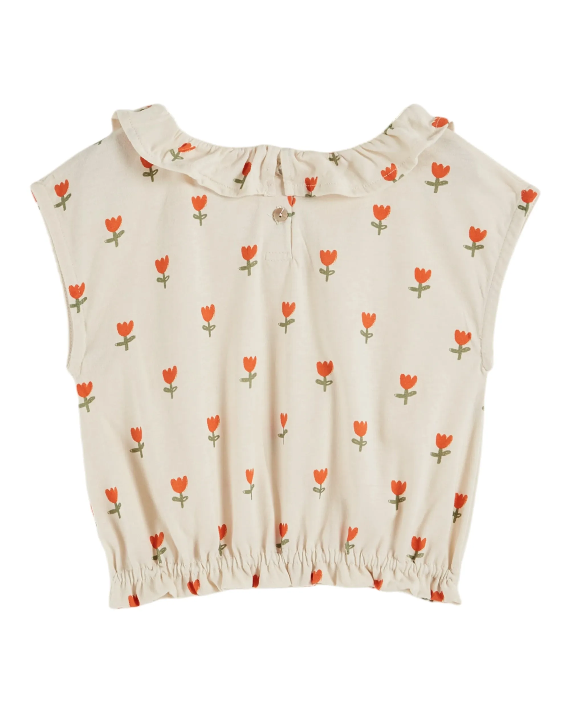 Emile Et Ida Boys Girls COLLAR TEE SHIRT - GRANDE TULIPE CREME