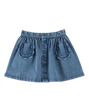 Emile Et Ida Boys Girls DENIM FLOWER POCKET SKIRT - DENIM