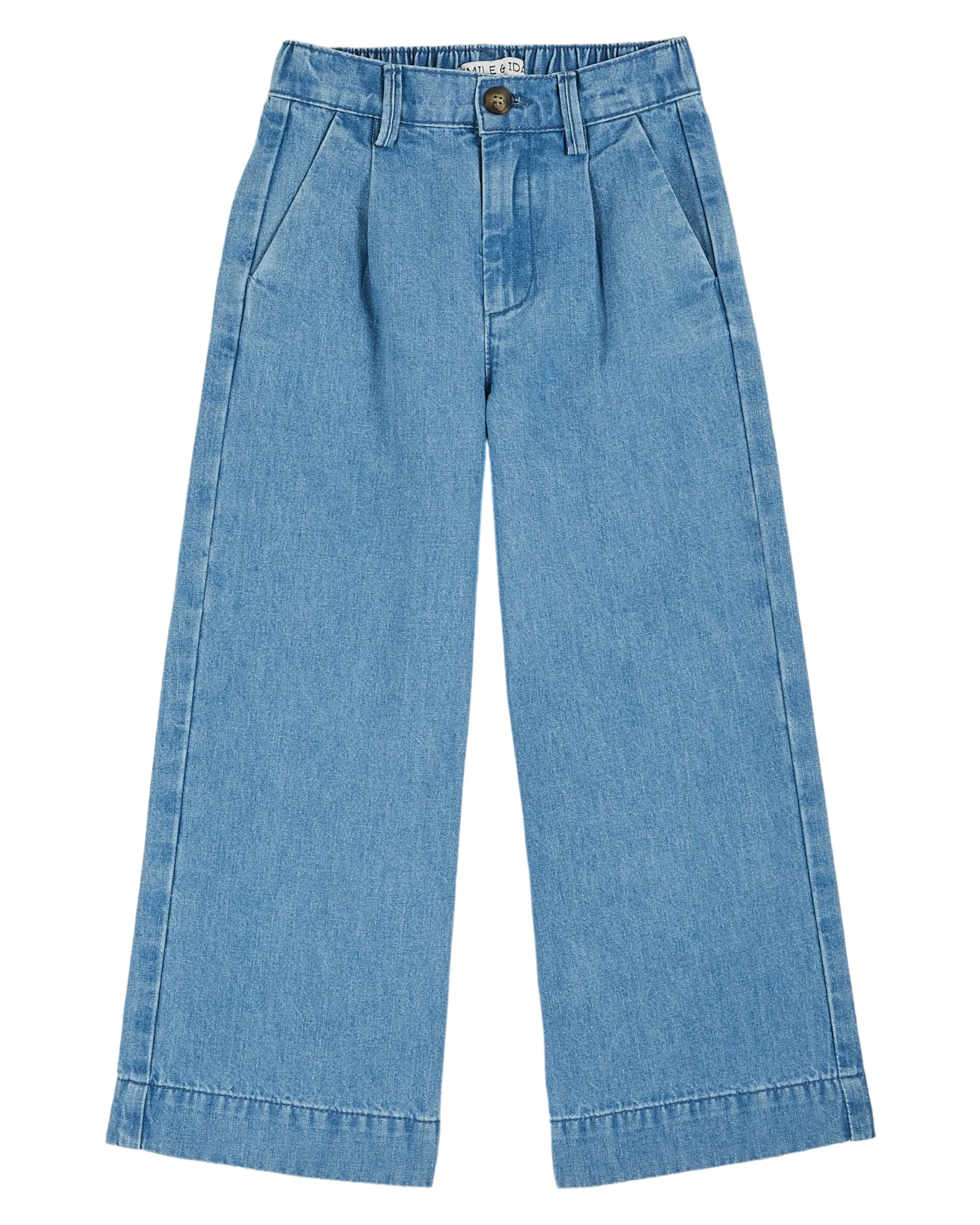 Emile Et Ida Boys Girls EMBROIDERED POCKET WIDE TROUSERS - DENIM