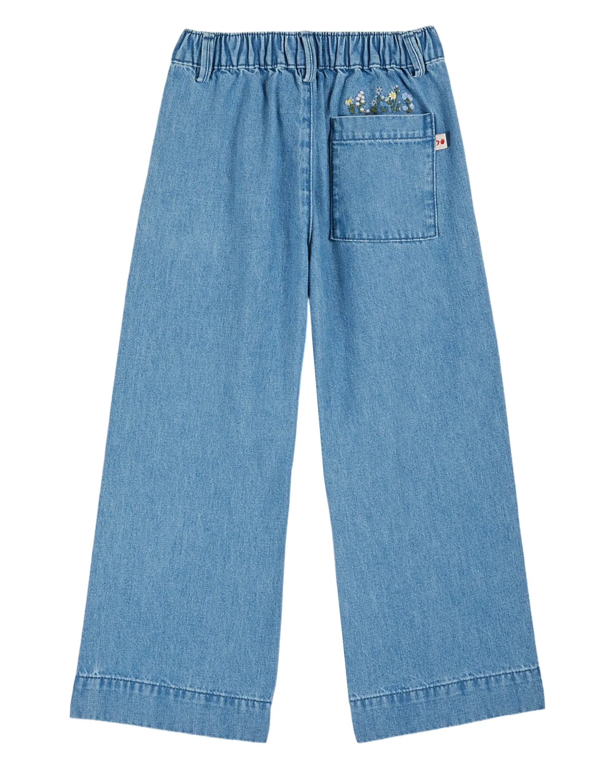 Emile Et Ida Boys Girls EMBROIDERED POCKET WIDE TROUSERS - DENIM