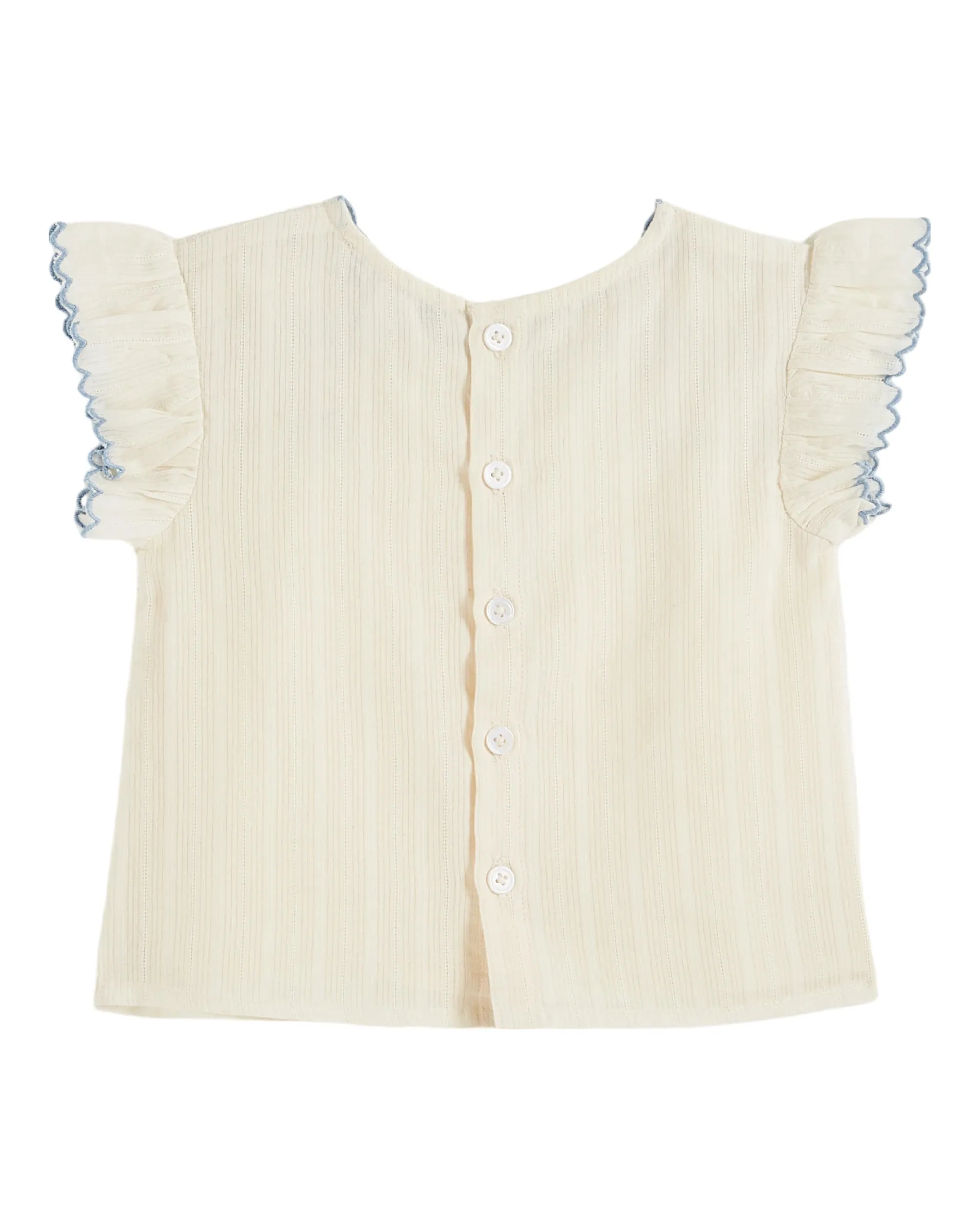 Emile Et Ida Boys Girls HAND EMBROIDERED BLOUSE - ECRU