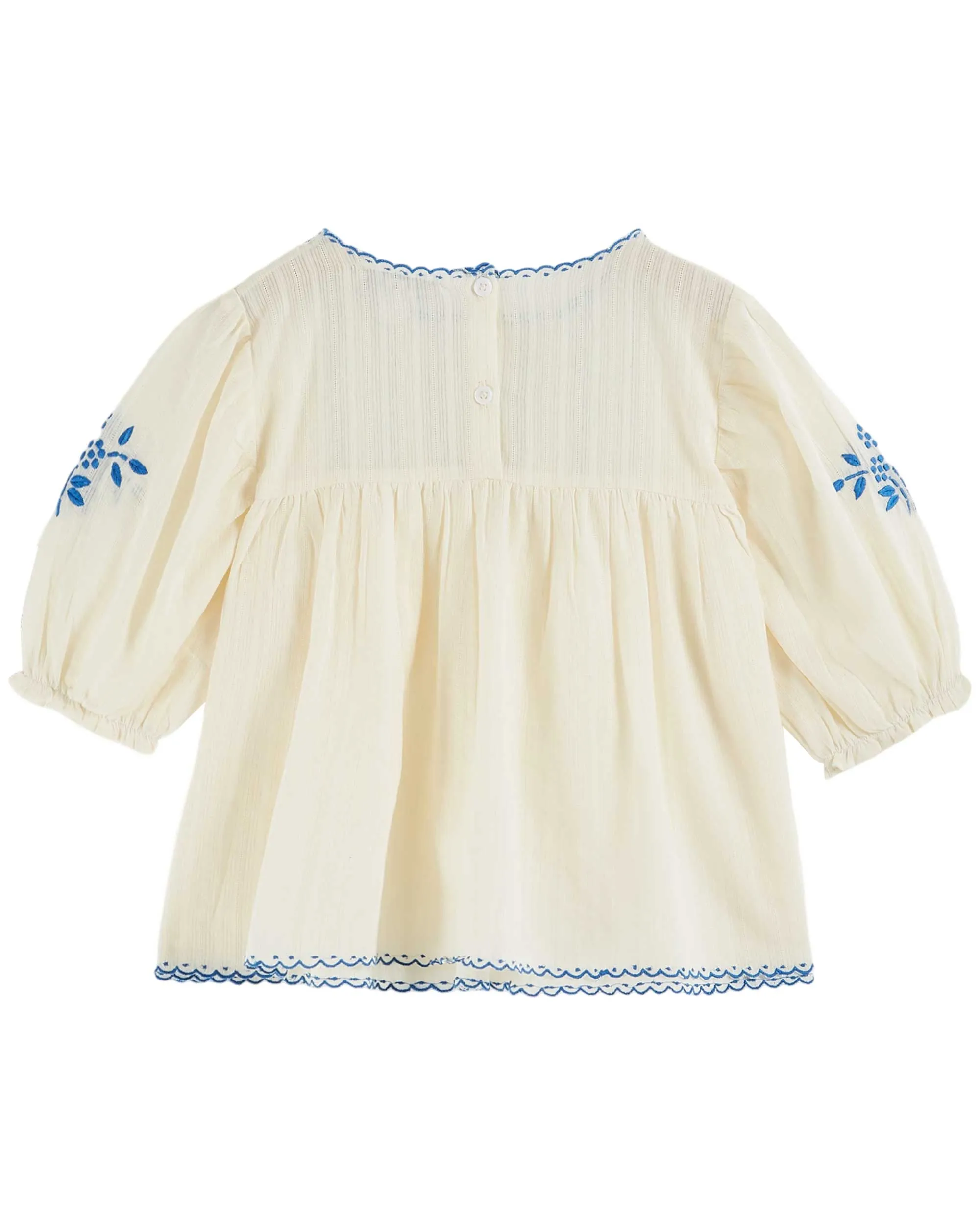 Emile Et Ida Boys Girls HAND EMBROIDERED PLAIN BLOUSE - ECRU