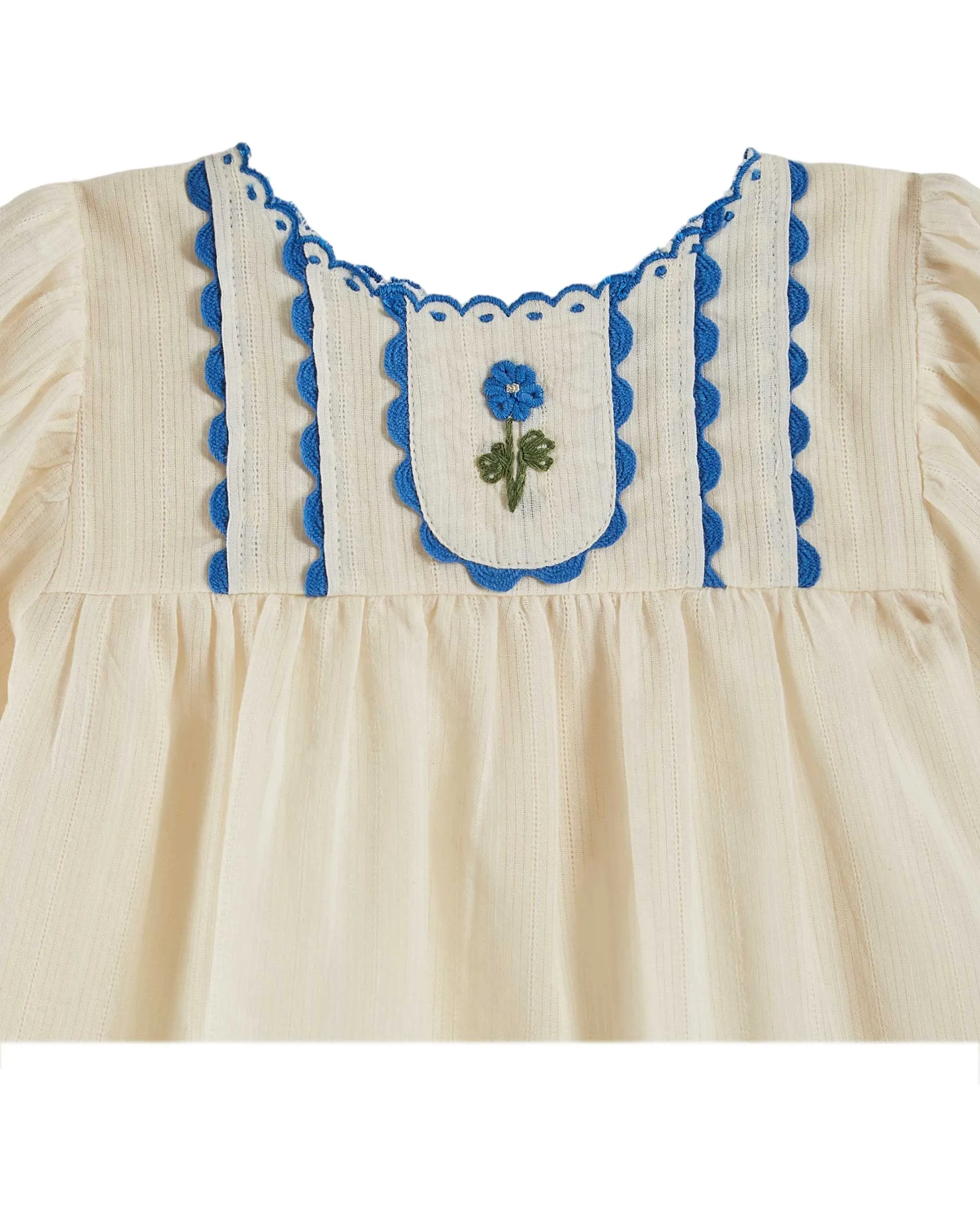Emile Et Ida Boys Girls HAND EMBROIDERED PLAIN BLOUSE - ECRU