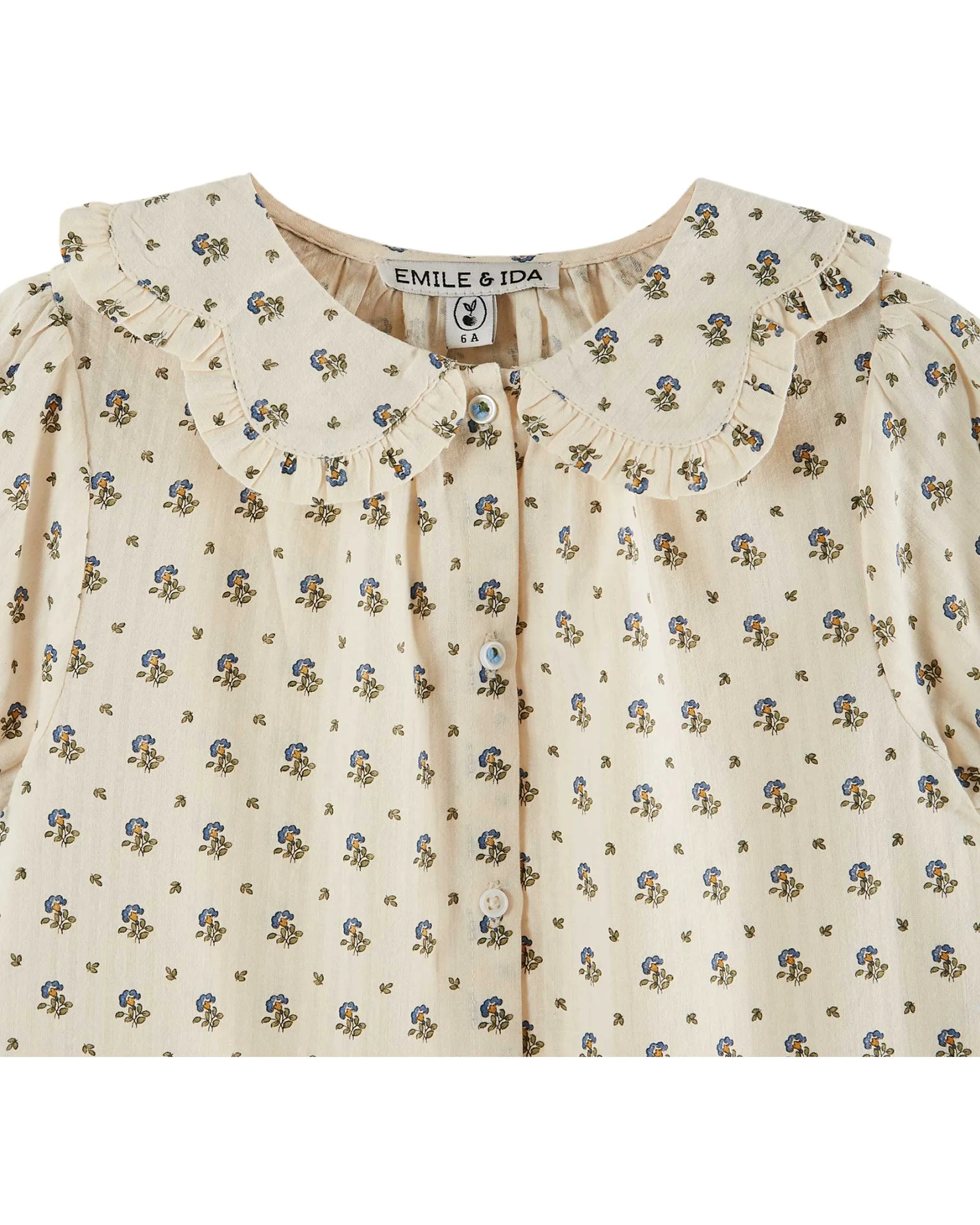 Emile Et Ida Boys Girls IRIS FLOWER COLLAR BLOUSE - IRIS