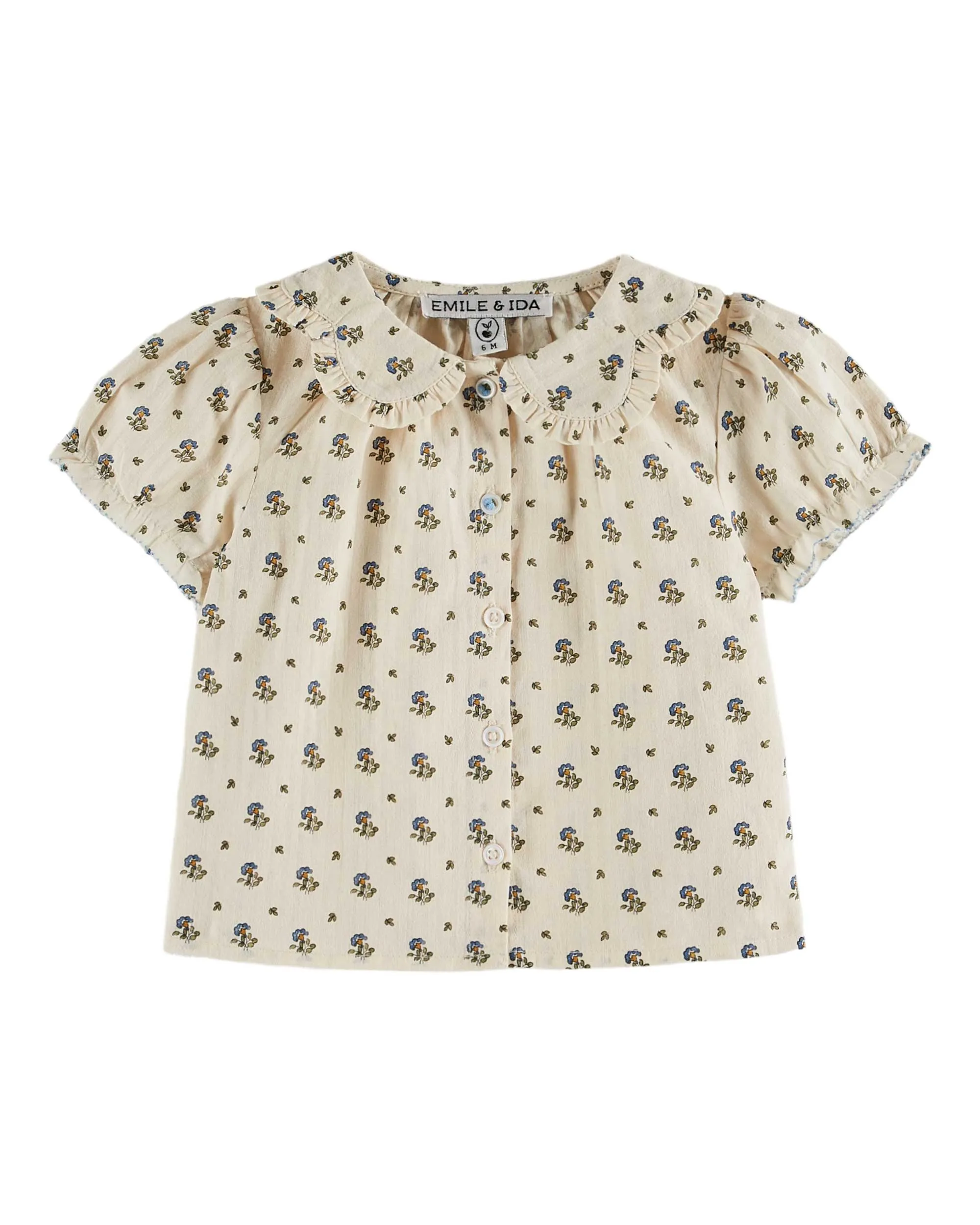 Emile Et Ida Boys Girls IRIS FLOWER COLLAR BLOUSE - IRIS