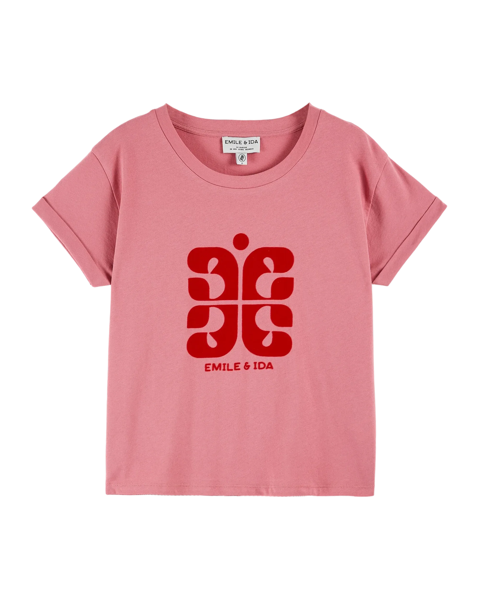 Emile Et Ida Boys Girls LOGO TEE SHIRT - FRAMBOISE