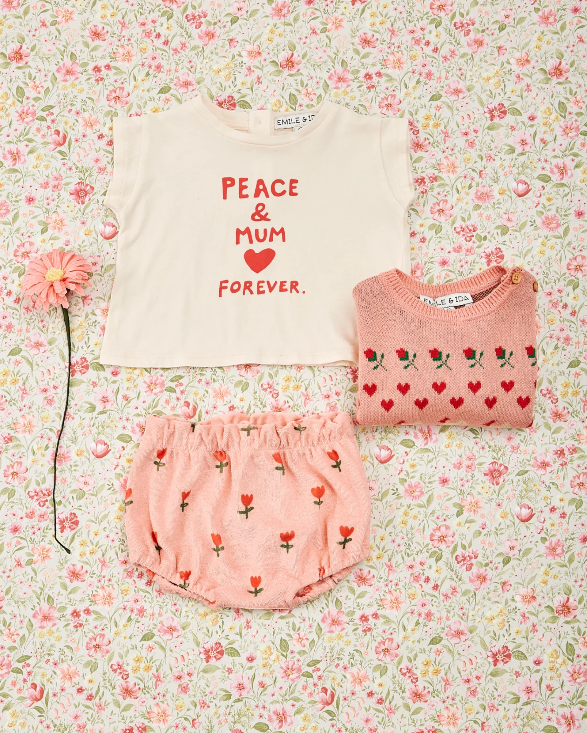 Emile Et Ida Boys Girls MOTHERS DAY TEE SHIRT - CREME