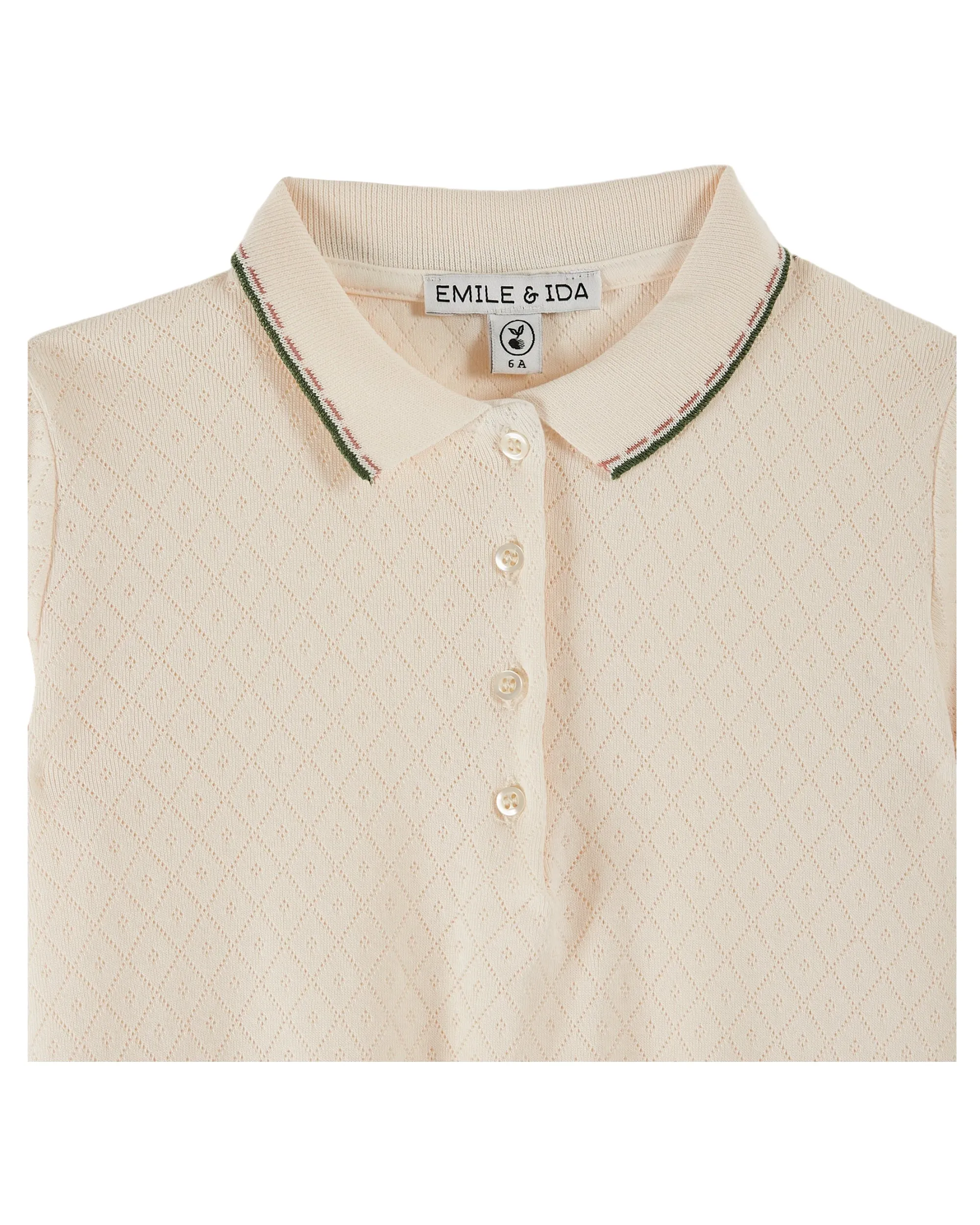 Emile Et Ida Boys Girls OPENWORK POLO SHIRT - CREME
