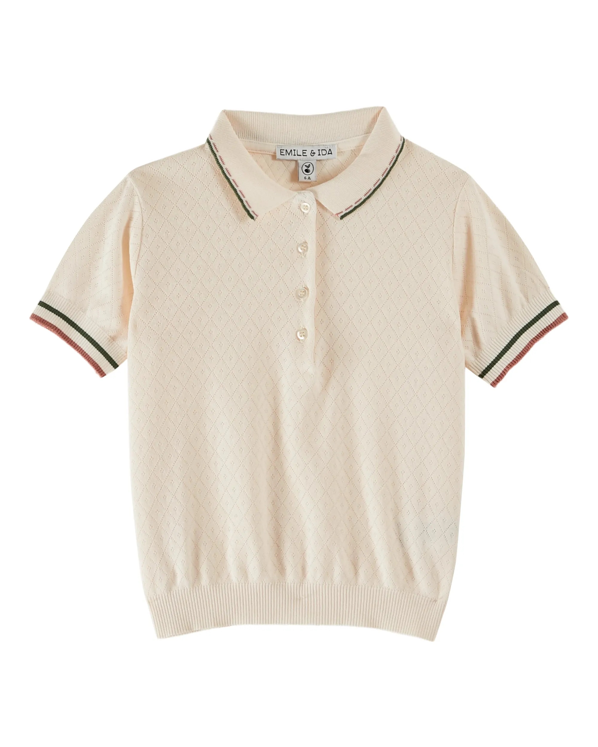 Emile Et Ida Boys Girls OPENWORK POLO SHIRT - CREME