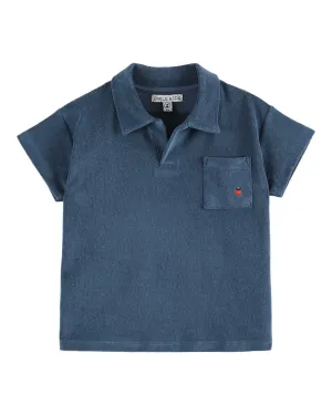 Emile Et Ida Boys Girls PLAIN TERRY POLO SHIRT - BALEINE