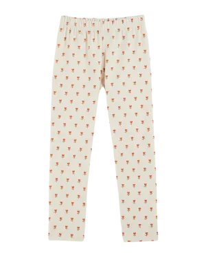 Emile Et Ida Boys Girls PRINTED LEGGING - PETITE TULIPE CREME