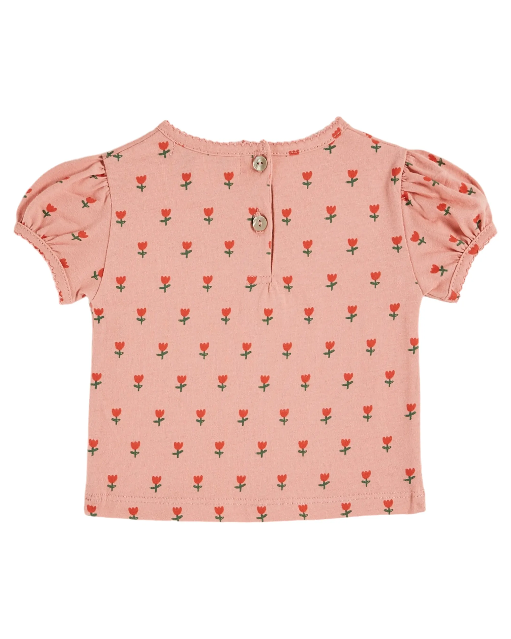 Emile Et Ida Boys Girls PRINTED PICOT EDGE TEE SHIRT - PETITE TULIPE BLOS