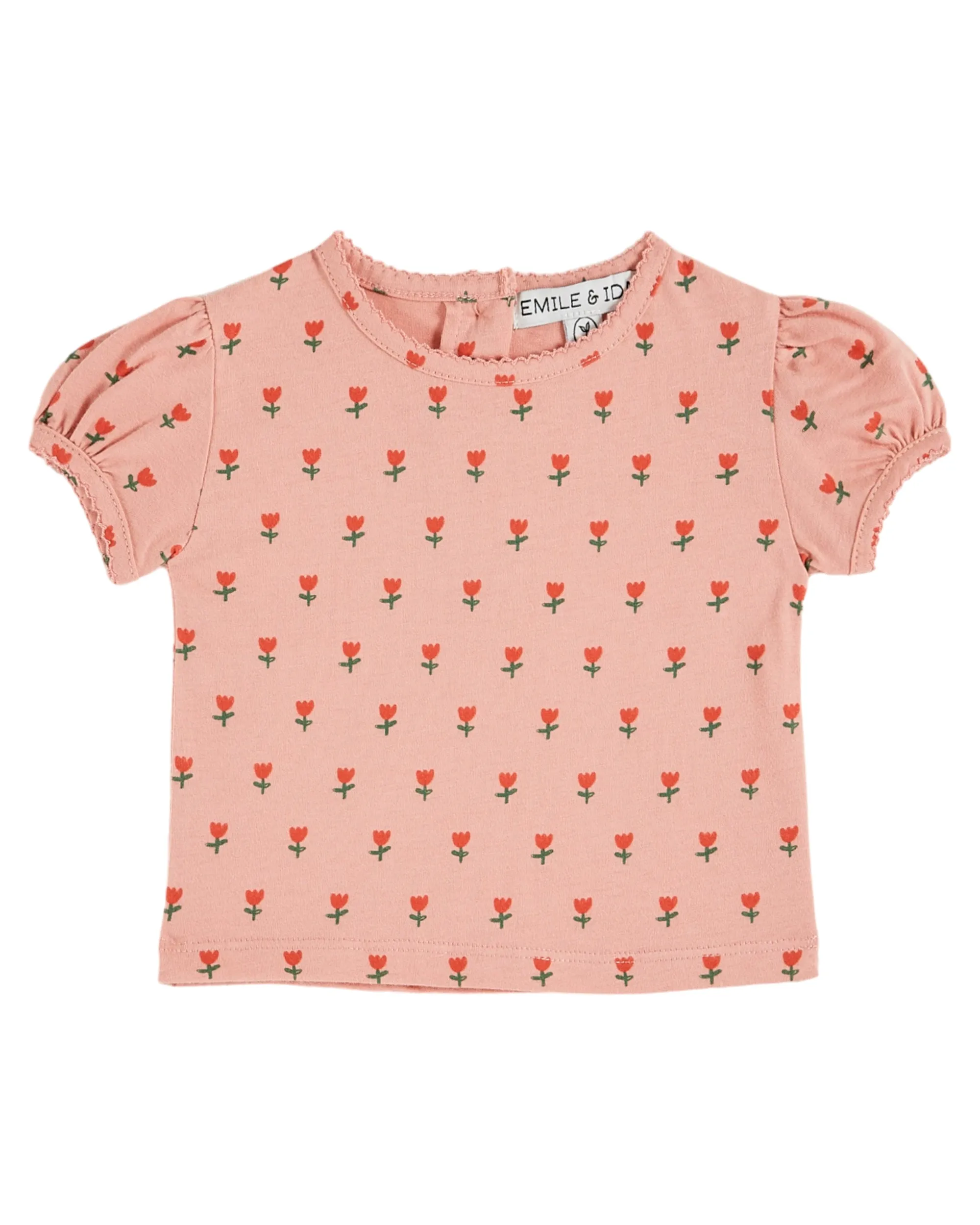 Emile Et Ida Boys Girls PRINTED PICOT EDGE TEE SHIRT - PETITE TULIPE BLOS