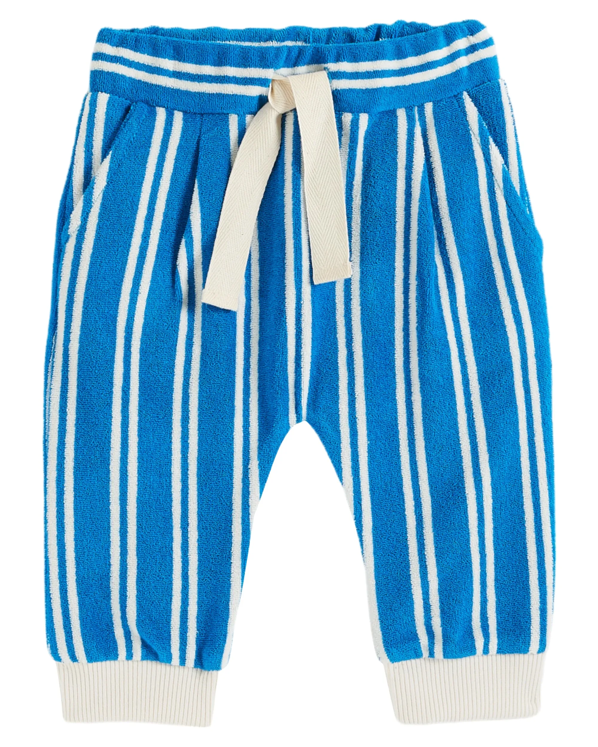 Emile Et Ida Boys Girls STRIPED TERRY JOGGER - RAYURE AZUR