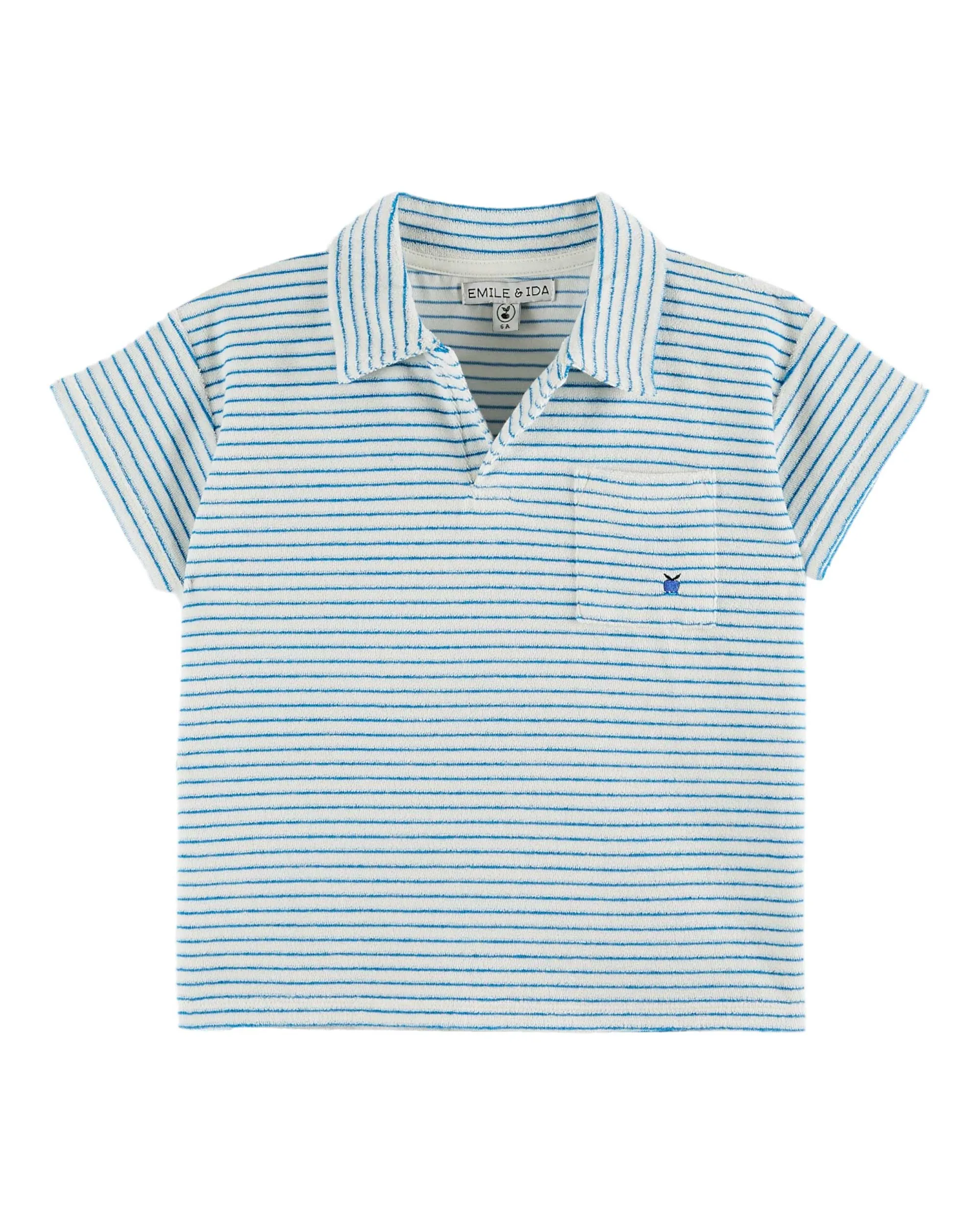 Emile Et Ida Boys Girls STRIPED TERRY POLO SHIRT - RAYURE AZUR FINE