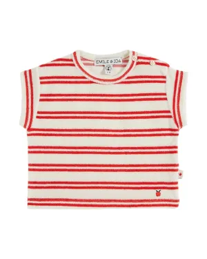 Emile Et Ida Boys Girls STRIPED TERRY TEE SHIRT - RAYURE CANNA