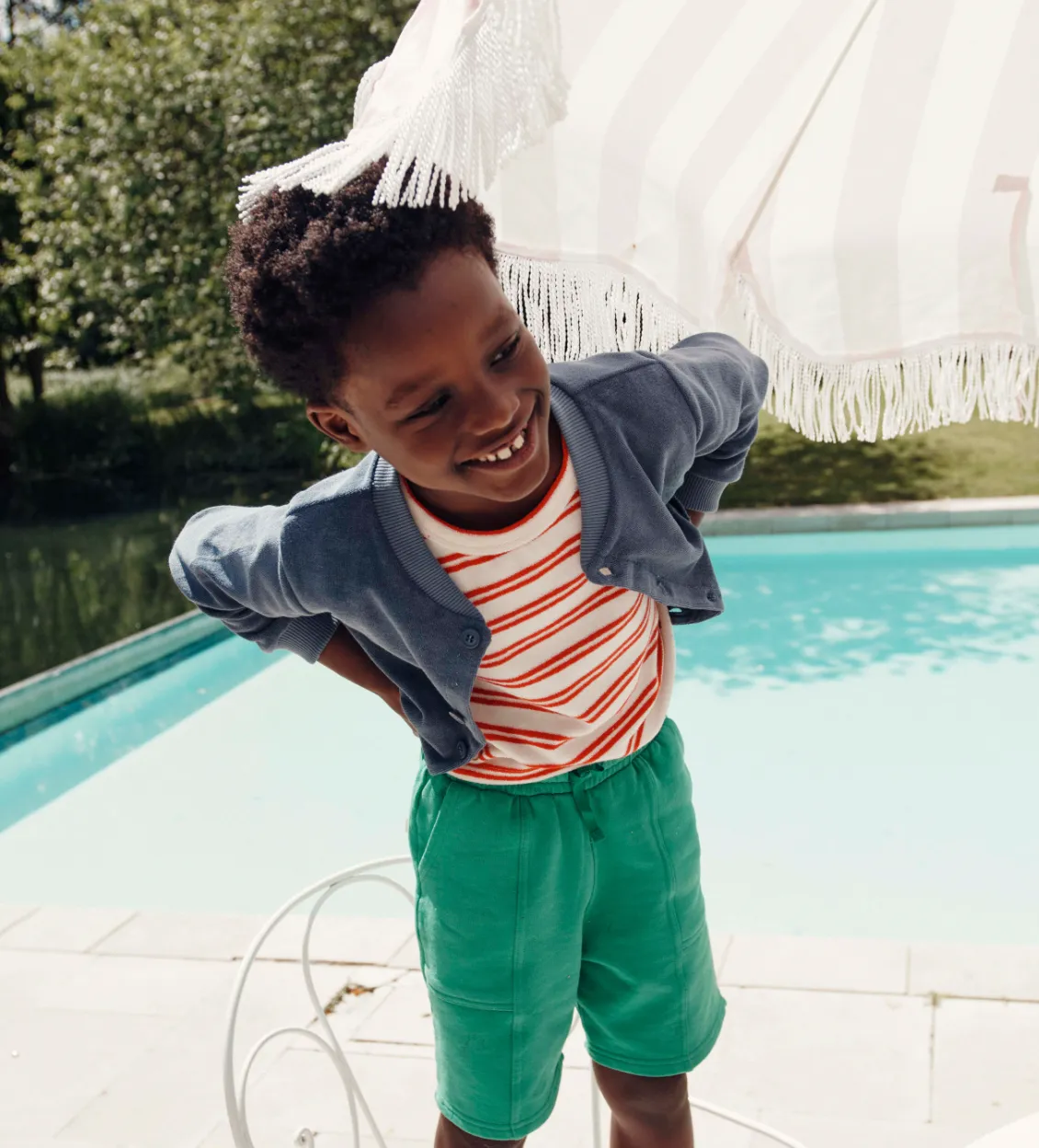 Emile Et Ida Boys Girls STRIPED TERRY TEE SHIRT - RAYURE CANNA