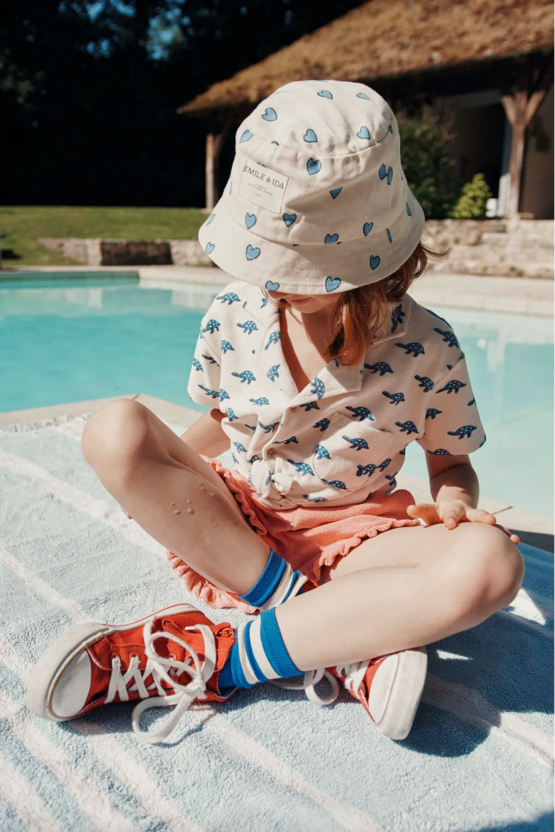 Emile Et Ida Boys Girls TERRY RUFLES SHORTS - BLOSSOM