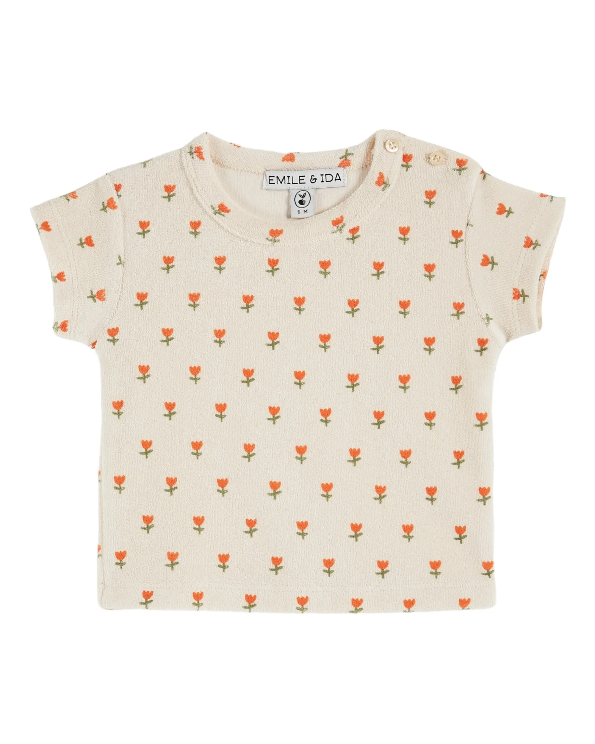 Emile Et Ida Boys Girls TERRY TEE SHIRT - PETITE TULIPE CREME