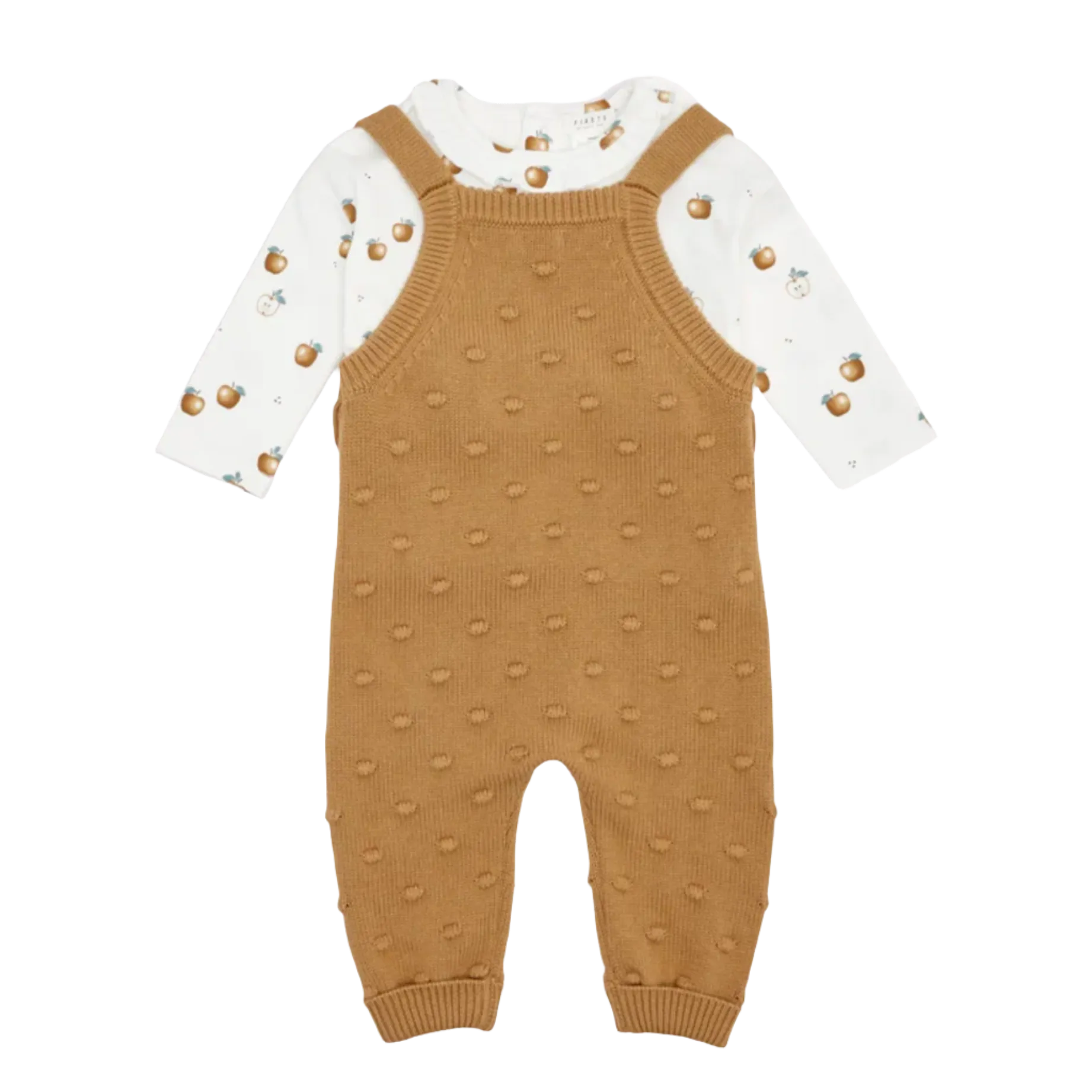 FIRSTS Tan Heather Sweater Knit Overall Set