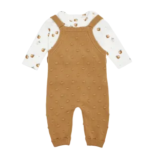 FIRSTS Tan Heather Sweater Knit Overall Set