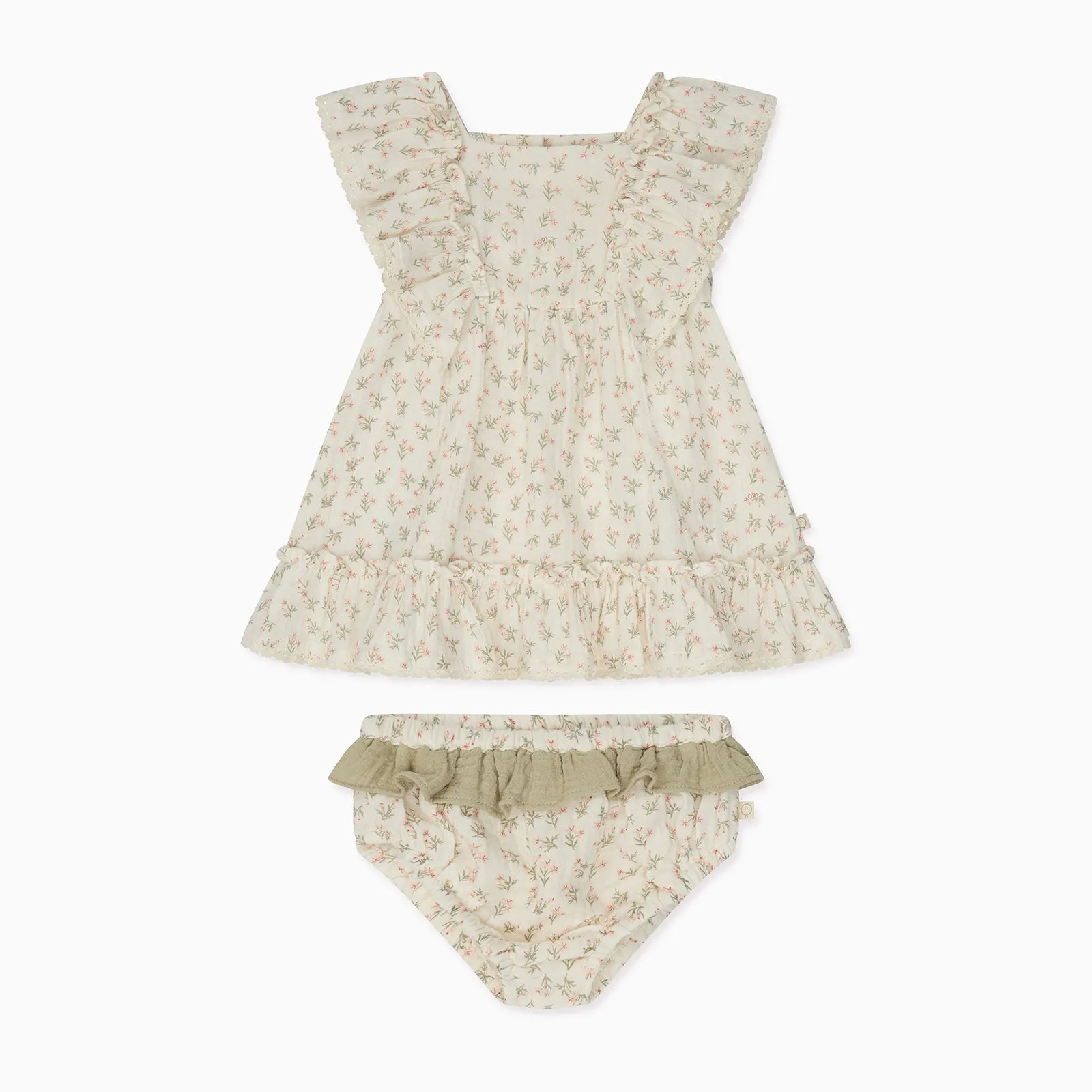 Floral Muslin Frilled Dress (& Knickers)
