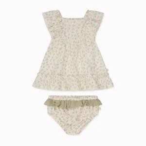 Floral Muslin Frilled Dress (& Knickers)