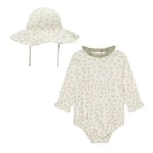 Floral Muslin Reversible Floppy Hat & Bloomer Bodysuit