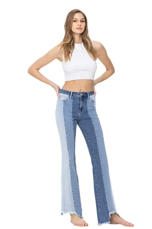 Flying Monkey Vervet-HIGH RISE RELAXED FLARE WITH UNEVEN RAW HEM