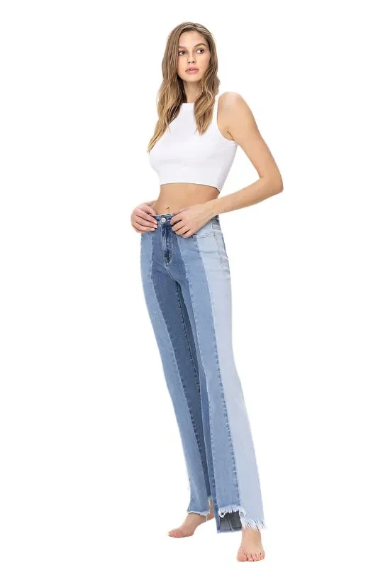 Flying Monkey Vervet-HIGH RISE RELAXED FLARE WITH UNEVEN RAW HEM