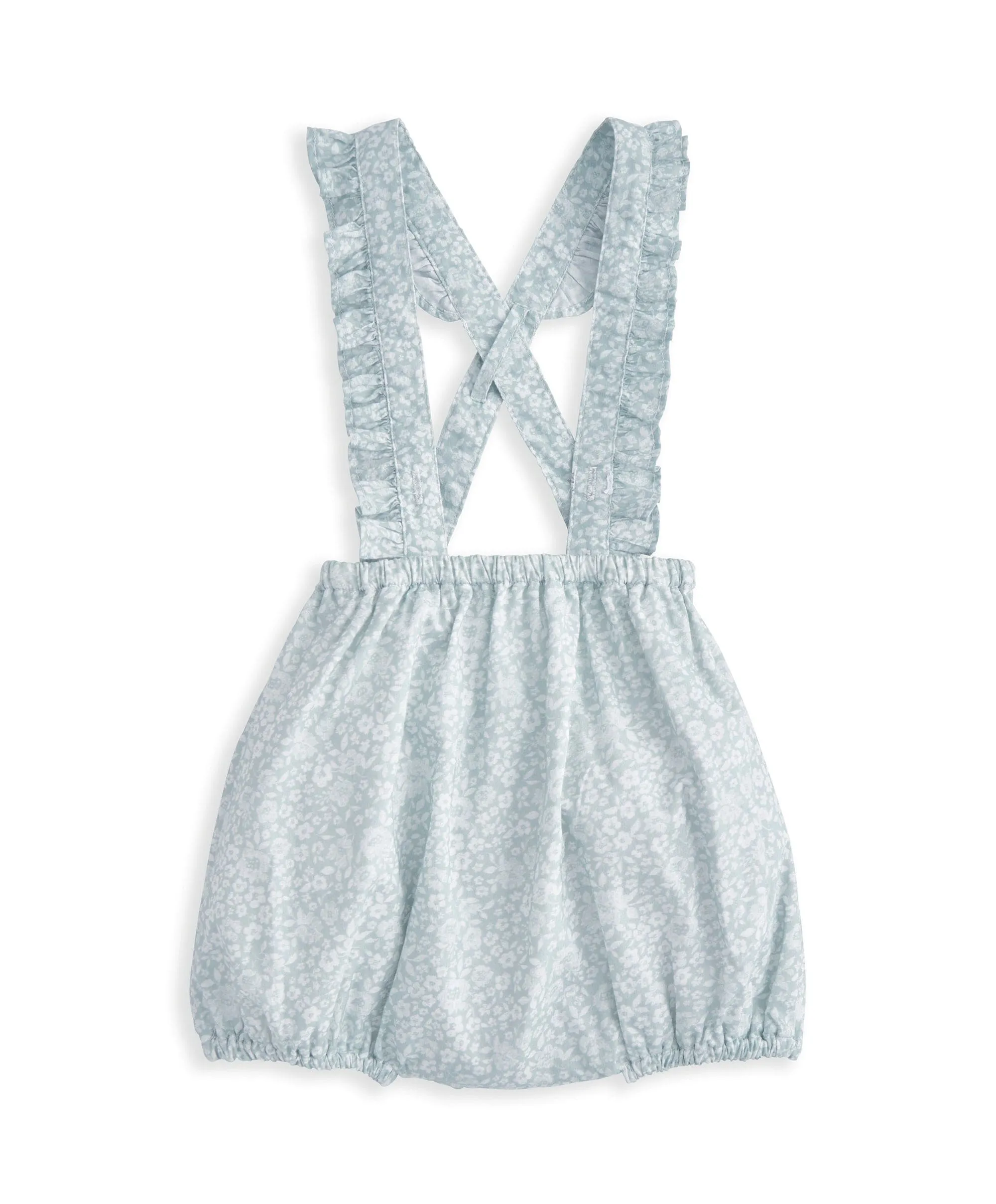 Frill Collar Bodysuit & Floral Bloomer Set (2 Pieces) - Green