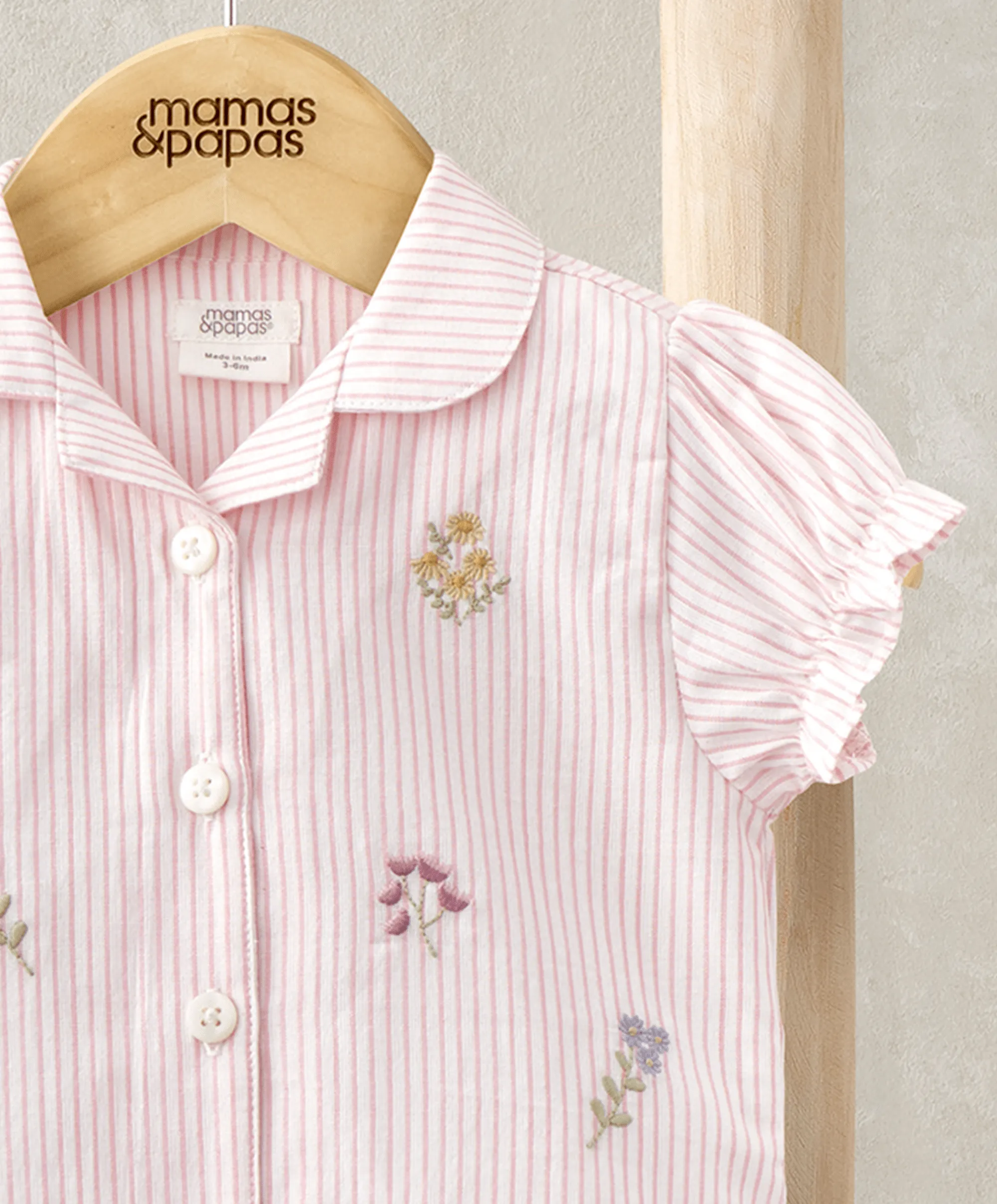 Frill Cuff Top & Shorts Set (2 Pieces) - Pink Stripe Babykids Mamas & Papas