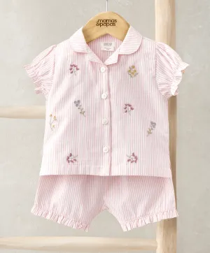 Frill Cuff Top & Shorts Set (2 Pieces) - Pink Stripe Babykids Mamas & Papas