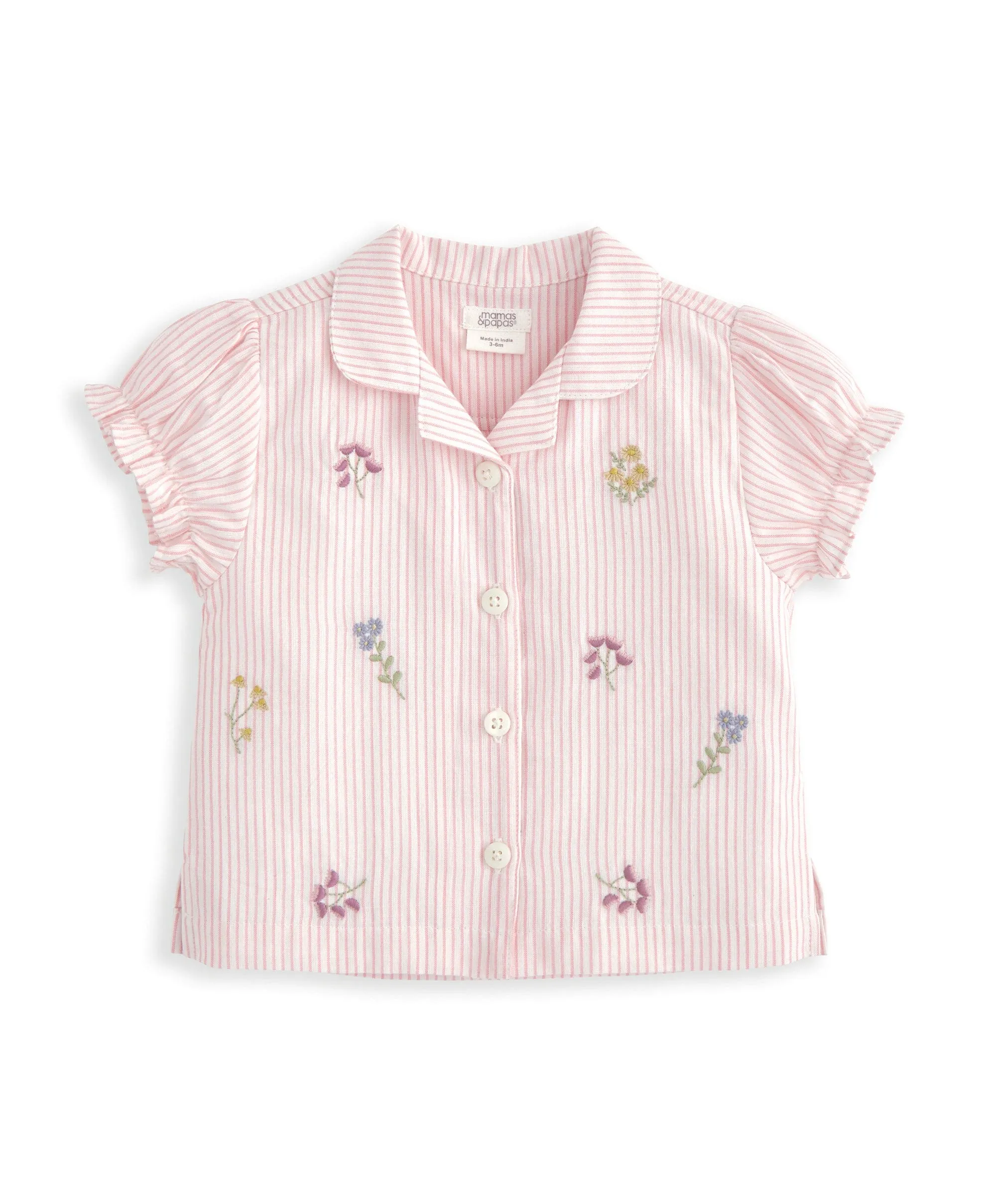 Frill Cuff Top & Shorts Set (2 Pieces) - Pink Stripe Babykids Mamas & Papas
